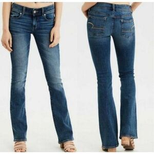 Y2K American Eagle Slim Boot Jeans size 4 Short Super Low-Rise Whiskering